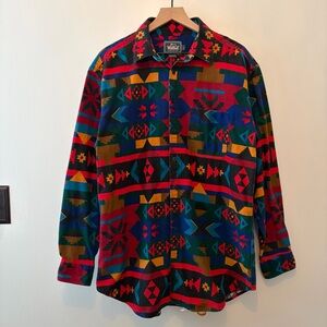 Vintage Woolrich Southwestern Aztec Navajo Flannel Button Up